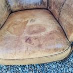 2x compacte DNG schapenleren fauteuil sleets + BEZORGING, Huis en Inrichting, Fauteuils, Ophalen of Verzenden, Gebruikt, Leer