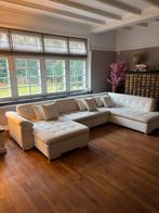 Grote Witte U-Bank met Gouden Pootjes, Huis en Inrichting, Gebruikt, 125 tot 150 cm, Hoekbank, 300 cm of meer