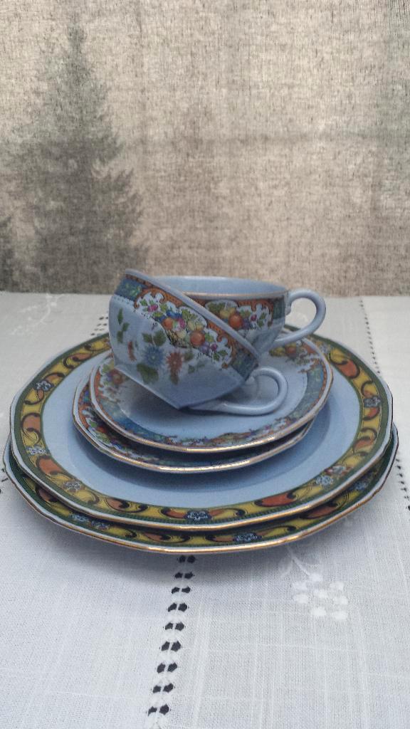 2 x Ontbijtset / Petit Dejeuner ~ Merk UNION Czecho-Slowakia, Antiek en Kunst, Antiek | Servies los, Ophalen of Verzenden