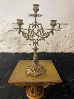 Grote vintage messing kandelaar rijkelijk bewerkt, Antiek en Kunst, Ophalen of Verzenden, Koper of Brons
