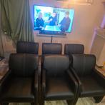 6 eetkamer stoelen pu leder met wieltjes, Huis en Inrichting, Ophalen, Kunststof, Gebruikt, Zwart