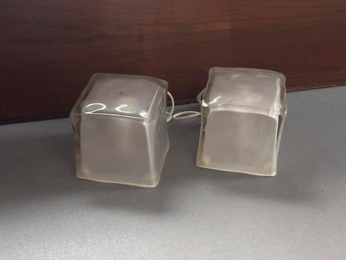 2 Vintage Ikea lviken ice cube lamp, Huis en Inrichting, Lampen | Tafellampen, Zo goed als nieuw, Minder dan 50 cm, Glas, Ophalen of Verzenden
