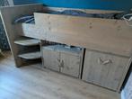 Steigerhouten kinderbed 200x90cm, half hoogslaper met bureau, Ophalen, 85 tot 100 cm, Zo goed als nieuw, Hoogslaper of Stapelbed