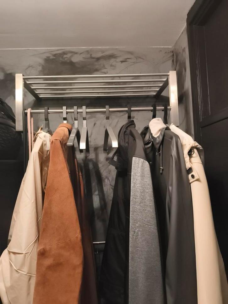RVS Wandkapstok met Hoedenplank, Huis en Inrichting, Woonaccessoires | Kapstokken, Gebruikt, Wandkapstok, Minder dan 100 cm, Metaal