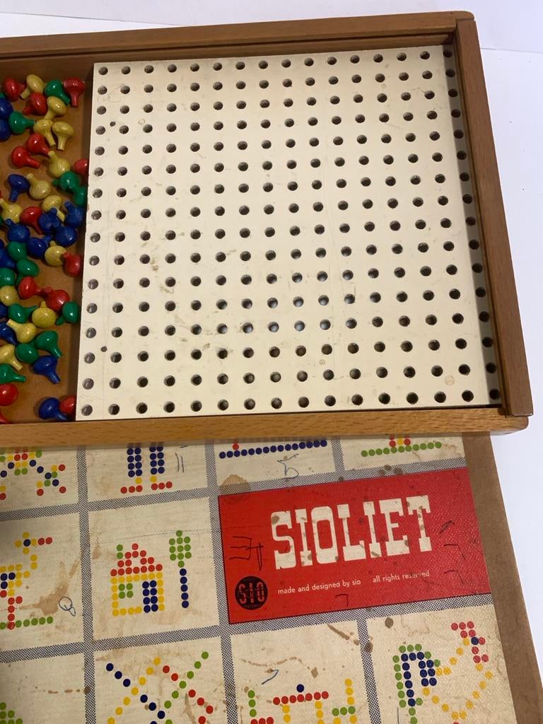 Vintage Houten Sio Sioliet Inlegspel met stekertjes van hout, Ophalen of Verzenden, Gebruikt