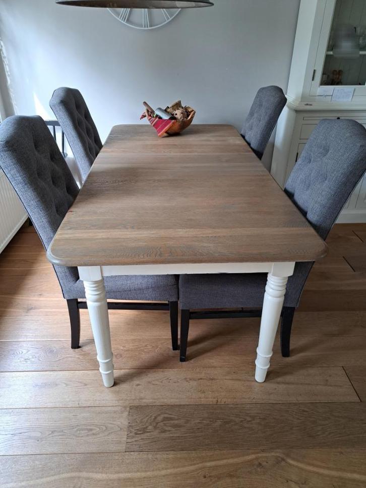 Eethoek met 6 stoelen, Huis en Inrichting, Tafels | Eettafels, Gebruikt, 50 tot 100 cm, 200 cm of meer, Vijf personen of meer