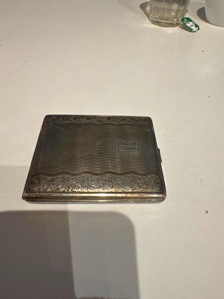 Verzilverde Antieke Sigarettendoos / Koker, Antiek en Kunst, Antiek | Goud en Zilver, Zilver, Ophalen of Verzenden