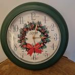 Kerstklok groen met gouden wijzers, Diversen, Kerst, Ophalen of Verzenden, Gebruikt