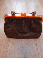 Slangenleren vintage tas jaren 70, Ophalen of Verzenden, Zo goed als nieuw, Bruin, Handtas