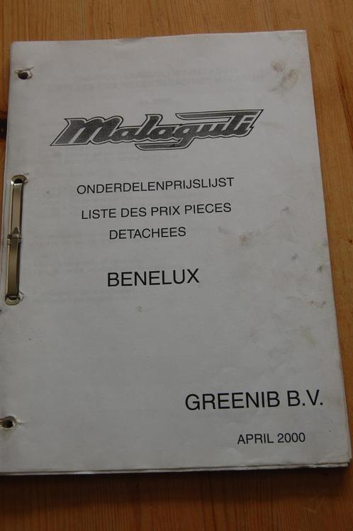 Malaguti onderdelenprijslijst uitgave april 2000, Fietsen en Brommers, Handleidingen en Instructieboekjes, Ophalen of Verzenden
