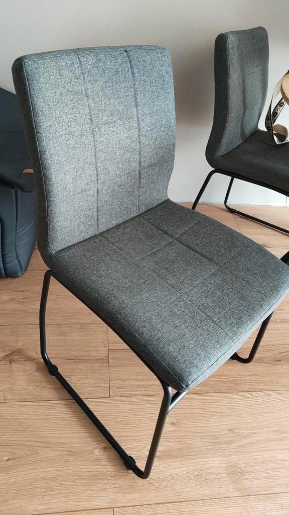4 JYSK Hammel eetkamerstoelen, Huis en Inrichting, Fauteuils, Gebruikt, Metaal, Stof, Minder dan 50 cm, Minder dan 75 cm, Ophalen