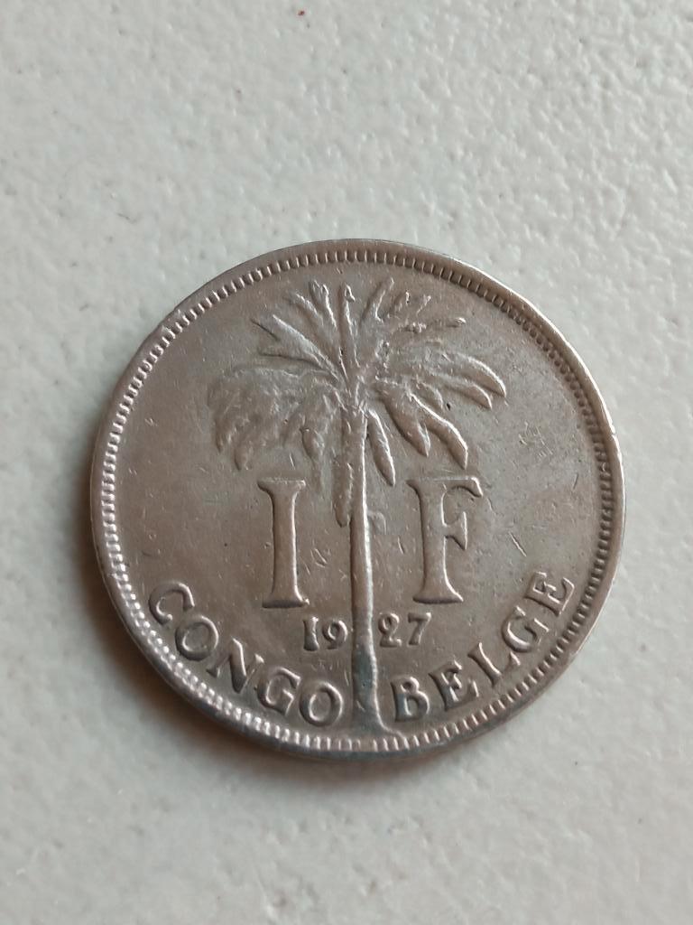 Belgisch Congo 1 franc 1927, Ophalen of Verzenden, Overige landen, Losse munt