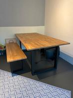 Eikenhouten Eettafel met Bank, Huis en Inrichting, Tafels | Eettafels, Ophalen, Gebruikt, Eikenhout, 200 cm of meer