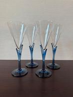 Vintage Luigi Bormioli Tulp Wijnglazen, Blauw Voet Glazen, Glas of Glazen, Gebruikt, Ophalen of Verzenden, Glas