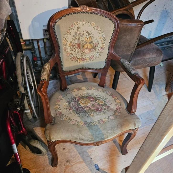 Geborduurde barok stoel, Antiek en Kunst, Antiek | Meubels | Stoelen en Banken, Ophalen
