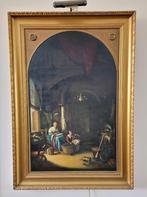 Antieke reproductie, Gerrit Dou"De jonge moeder" 110 cm hoog, Antiek en Kunst, Ophalen of Verzenden