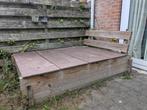 Zandbak met afdekplaten en bankje, Ophalen, Gebruikt