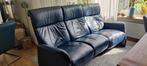 Donkerblauw  leren 3 zits RELAX BANK, Ophalen, Gebruikt, Minder dan 75 cm, 150 tot 200 cm