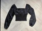 T-shirt top croptop zwart ruffle lange mouwen off shoulder s, Zwart, Ophalen of Verzenden, Onbekend, Lange mouw