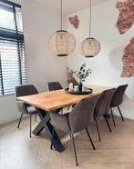 Massief eiken boomstam eettafel, Ophalen