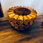 Houten Vaas van Boomstammen, Ophalen, Schaal, Rond, Zo goed als nieuw