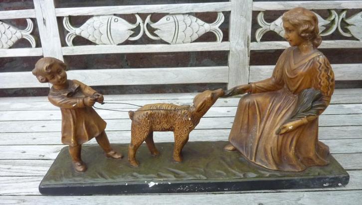 Mooi antiek gesigneerd beeld, Antiek en Kunst, Curiosa en Brocante, Ophalen