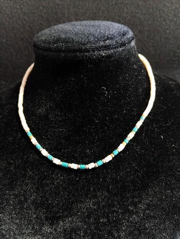 Vintage Heishi schelp en turquoise kralen ketting Boho beschikbaar voor biedingen