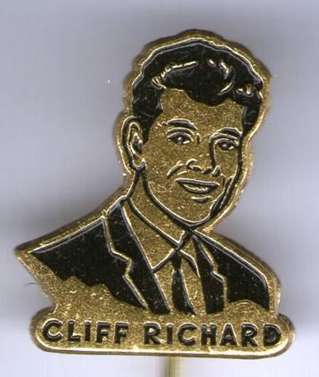 Cliff Richard zwart op koper zanger speldje ( K_015 )