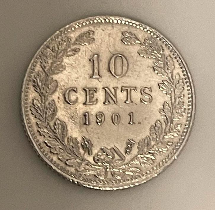 Nederland 1901 Wilhelmina 10 Cent Zeer Fraai, Postzegels en Munten, Munten | Nederland, 10 cent, Koningin Wilhelmina, Zilver, Ophalen of Verzenden