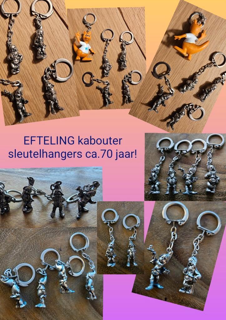 Efteling kabouter sleutelhangers, 4 verschillende, vintage!, Verzamelen, Sleutelhangers, Zo goed als nieuw, Knuffel of Figuurtje