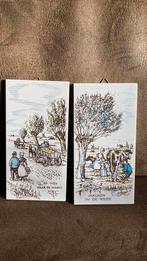 Twee Wandtegels - thema Boerderij Veldhuyzen Bodegraven, Antiek en Kunst, Curiosa en Brocante, Ophalen of Verzenden