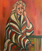 Portret Woman in gestreepte ochtendjas Schilderij, Ophalen of Verzenden