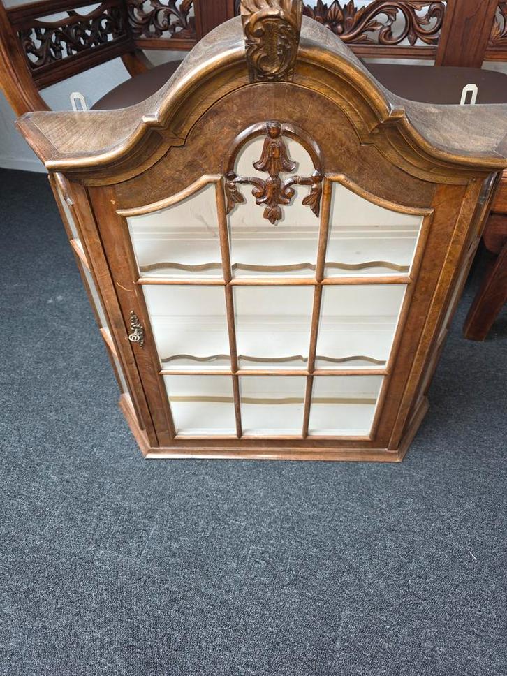 Antieke noten Houten Vitrinekast, Antiek en Kunst, Antiek | Meubels | Kasten, Ophalen