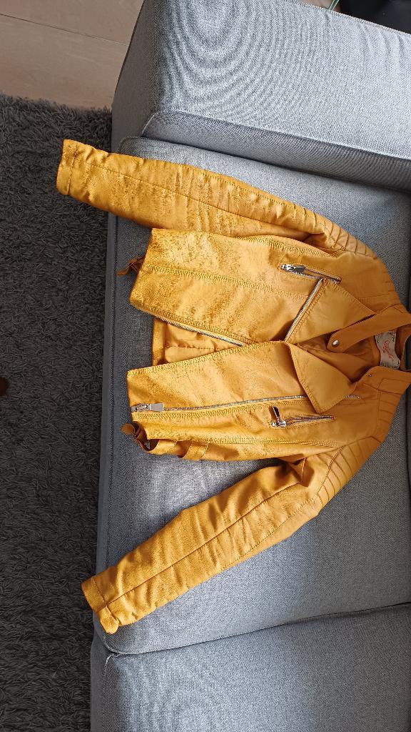 "Leren" jasje Okergeel, Kleding | Dames, Jasjes, Kostuums en Pakken, Gedragen, Jasje, Maat 34 (XS) of kleiner, Geel, Ophalen
