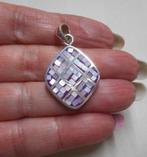 Zilveren hanger met paarse mozaiek nr.583, Verzenden, Zo goed als nieuw, Zilver, Zilver