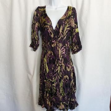 Mooie paars-groene jurk 40% zijde mt L merk Tone Barker Silk beschikbaar voor biedingen