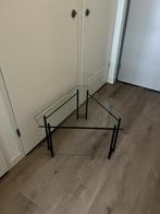 Vintage Salontafel, glas en zwart staal, Huis en Inrichting, Tafels | Salontafels, Ophalen, Gebruikt, 50 tot 100 cm, 50 tot 100 cm