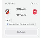 Fc Utrecht - fc twente kaart bunnikside, Boeken, Ophalen of Verzenden, Zo goed als nieuw, Overige onderwerpen