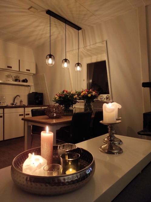 Mooie metalen hanglamp industrieel zwart, Huis en Inrichting, Lampen | Hanglampen, Zo goed als nieuw, Metaal, Ophalen