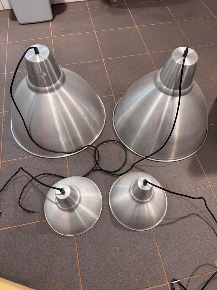 Industriële Lampen Set, Huis en Inrichting, Lampen | Hanglampen, Gebruikt, 50 tot 75 cm, Metaal, Ophalen
