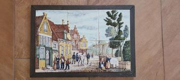 Zespas polychroom tegeltableau voorzien van monogram beschikbaar voor biedingen
