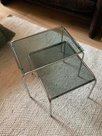 Vintage Chrome Glas Salontafel - 70s Design, Huis en Inrichting, Tafels | Bijzettafels, Ophalen, Minder dan 45 cm, Gebruikt, 55 tot 75 cm