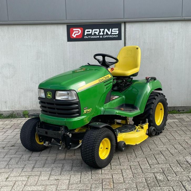 John deere X740 Diesel zitmaaier met bezem en schuif, Tuin en Terras, Zitmaaiers, Gebruikt, 120 cm of meer, Elektrische starter