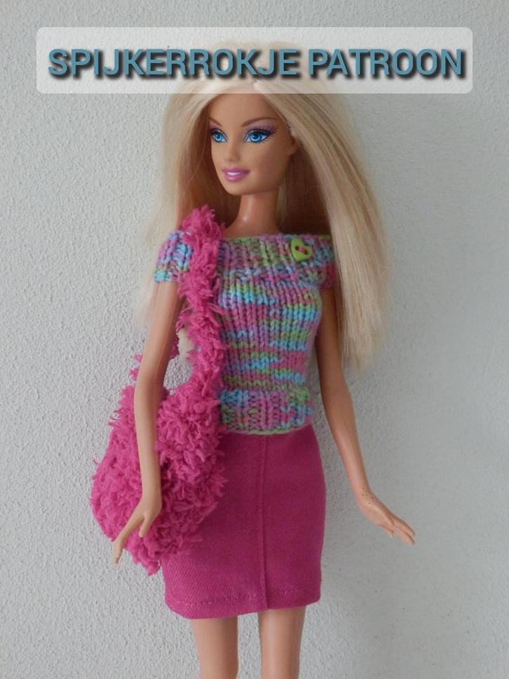Naaipatroon barbiekleertjes - spijkerrokje, Kinderen en Baby's, Speelgoed | Poppen, Nieuw, Barbie, Ophalen