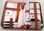 Vintage toiletreisset in originele leren tas, Antiek en Kunst, Ophalen of Verzenden