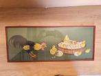 Xavier Sagen - kippen 70 x 28 cm in originele lijst met glas, Ophalen of Verzenden