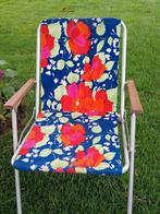 VINTAGE TUINSTOEL, I.Z.G.S..BLOEMEN MOTIEF.., Ophalen of Verzenden, Gebruikt, Aluminium, Inklapbaar