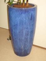 bloemenpot blauw binnen of buiten, 25 tot 40 cm, Gebruikt, Rond, Aardewerk
