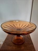 Vintage taartschaal schaal persglas amber, Antiek en Kunst, Antiek | Servies los, Ophalen of Verzenden