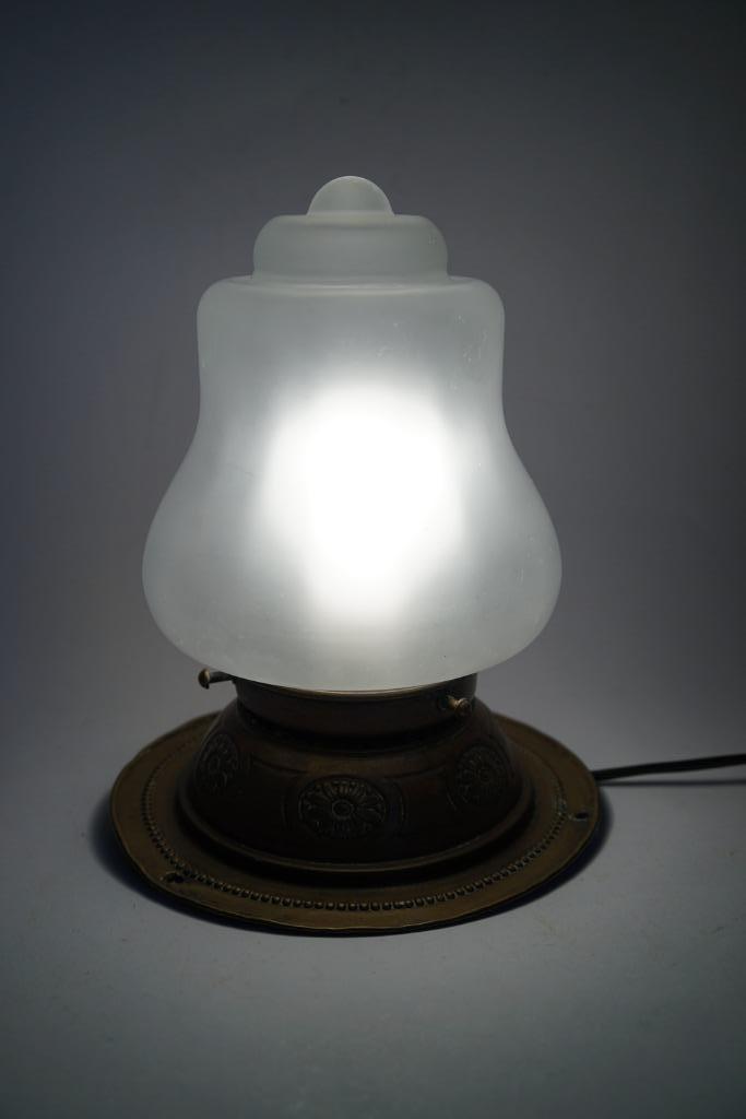 plafondlamp Plafonnière art deco mat glas messing figuur, Huis en Inrichting, Lampen | Plafondlampen, Gebruikt, Glas, Metaal, Ophalen of Verzenden